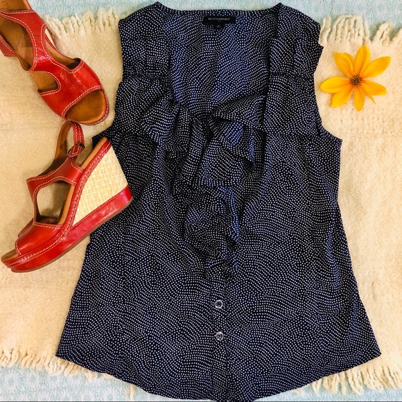 Banana Republic Tops - Banana Republic Blue/White Polka Dot Top Size M